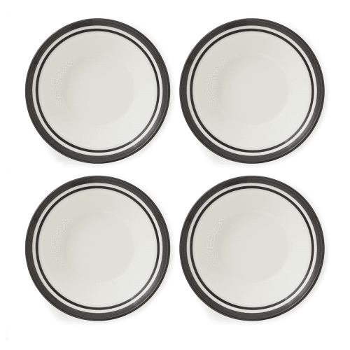 Image showing the Potters Stripe Set of 4 Cereal Bowls, Black product.