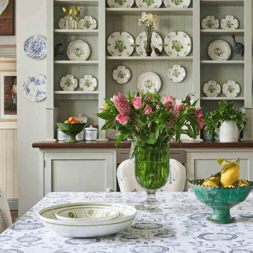 Image showing the Summer Flower Shallow Bowl, 24cm, Green product.