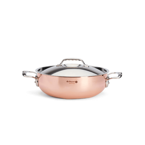 Image showing the Prima Matera Rounded Saute Pan with Lid, Copper product.
