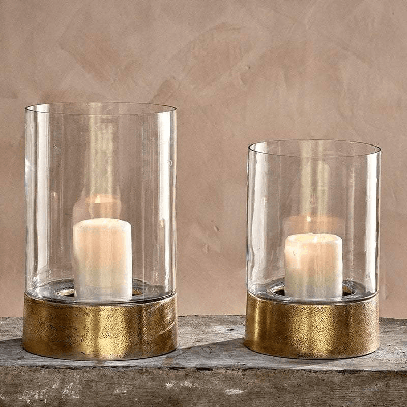 Rajuara Hurricane Lantern, Antique Brass
