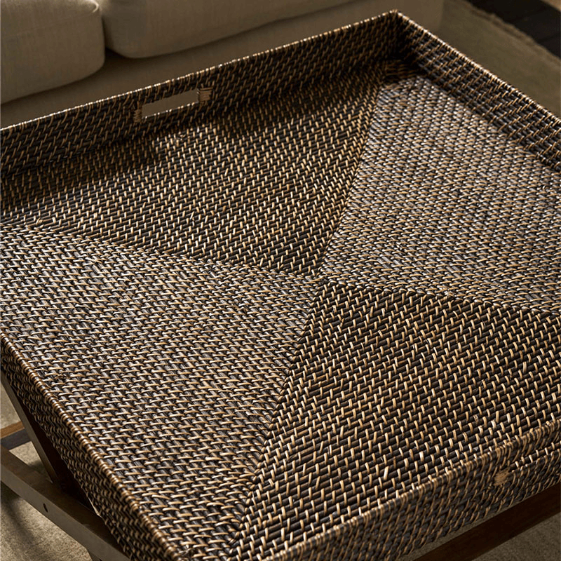 Wittering Rattan Coffee Table With Stand, Antique Brown