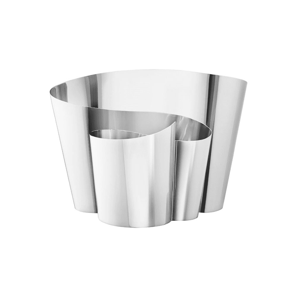 Fold Wide Mirror Vase, Silver