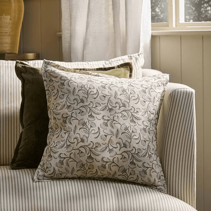 Diya Hand Block Printed Cushion Cover, Green