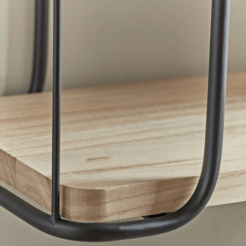 Industrial Wood & Metal Shelf Unit, Black