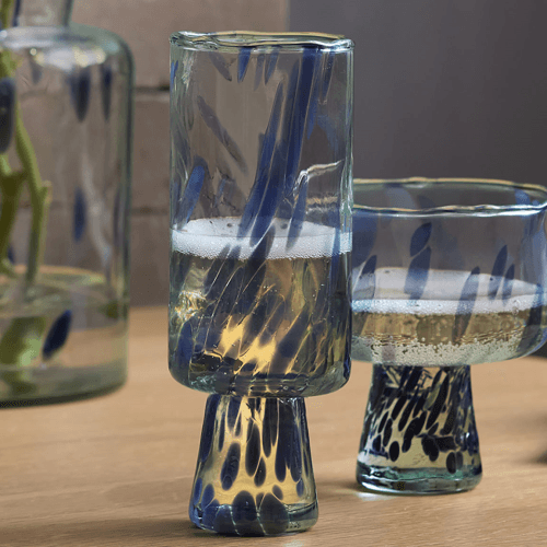 Image showing the Sea Glass Set of Flute Glasses, Ocean Blue product.