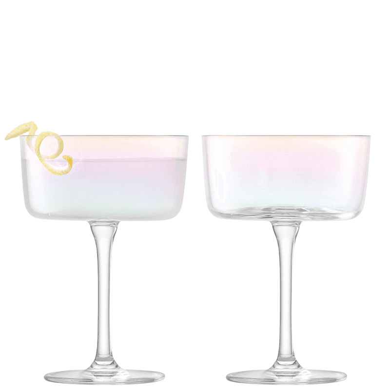 Iridescence Set of 2 Champagne/Cocktail Glasses, Mother of Pearl