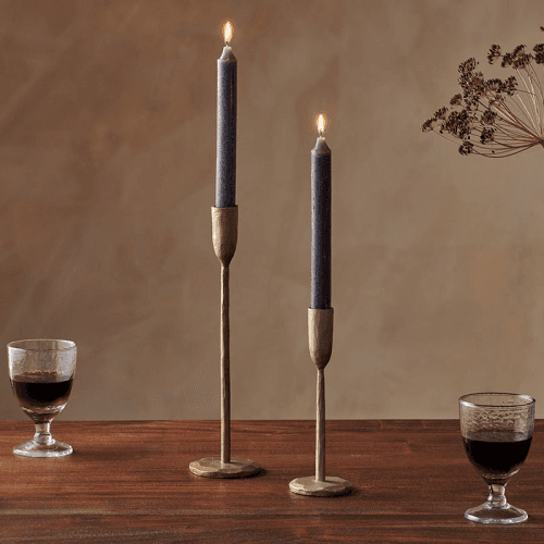 Image showing the Rustic Set of 2 Dinner Candles, Charcoal product.