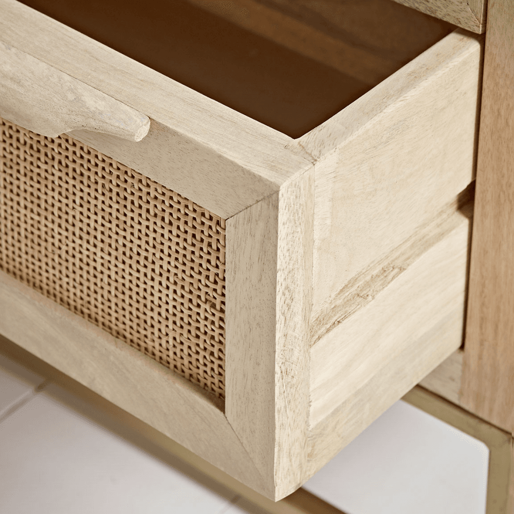 Rattan Webbing Bedside Table, Natural