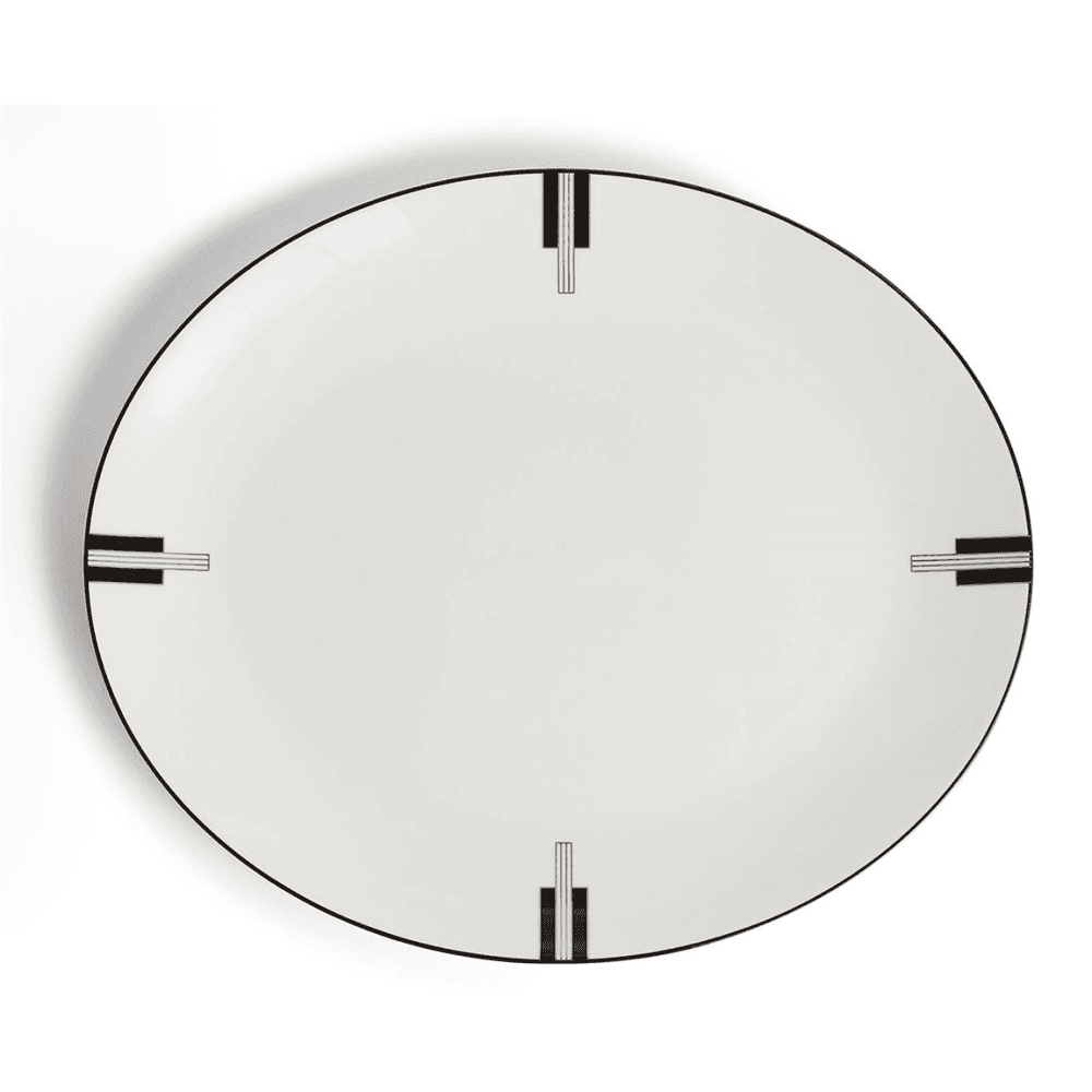 Luxe Graphite Oval Platter, Black & White