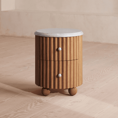 Image showing the Carlisle Bedside Table, Natural & Marble product.
