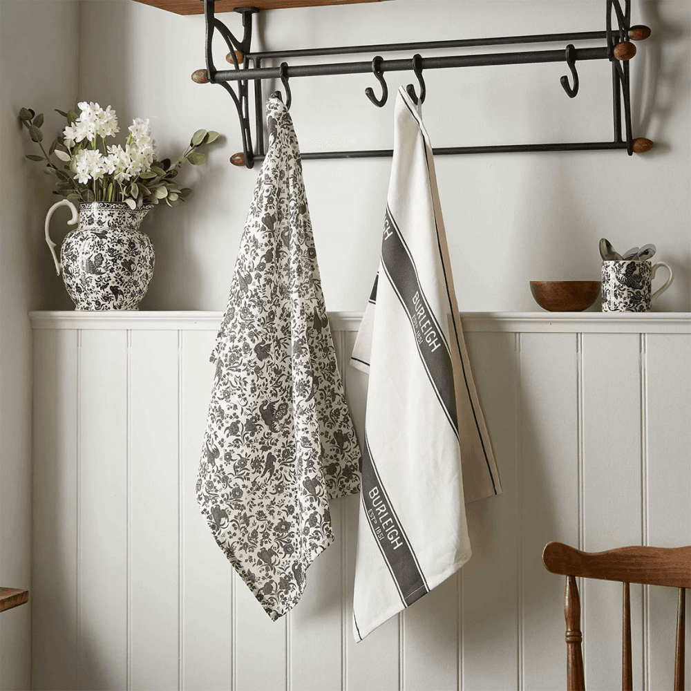 Regal Peacock Set of 2 Tea Towels, Charcoal