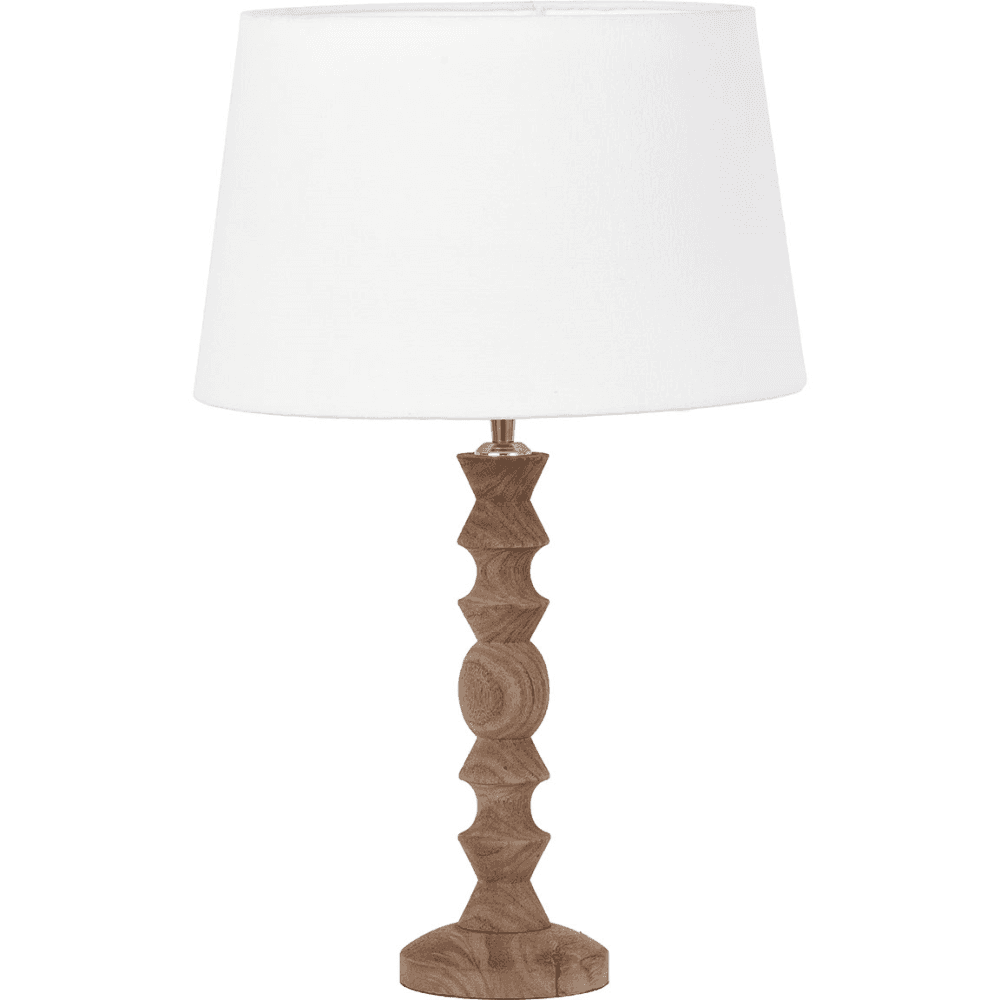Ayra Modernist Turned Wood Table Lamp Base with Winston Lampshade, White