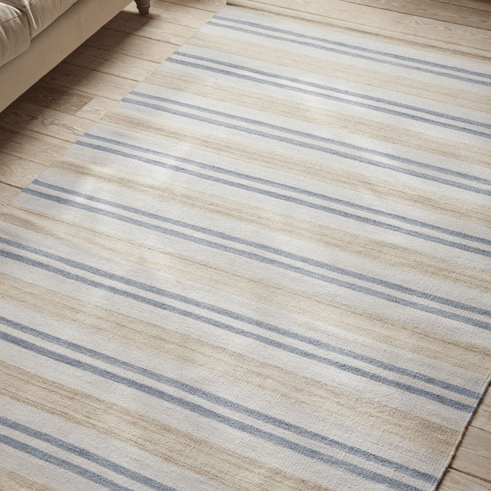 French French Striped Rug, Blue