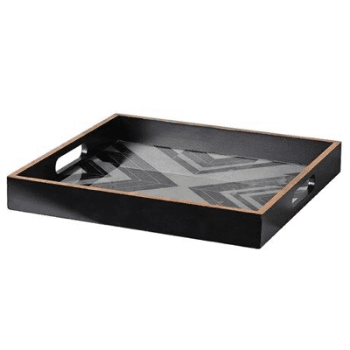 Image showing the Square Marbled Tray, Black & White product.