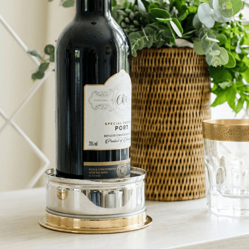 Image showing the Cartridge Bottle Coaster, D12.5cm, Silver & Gold product.