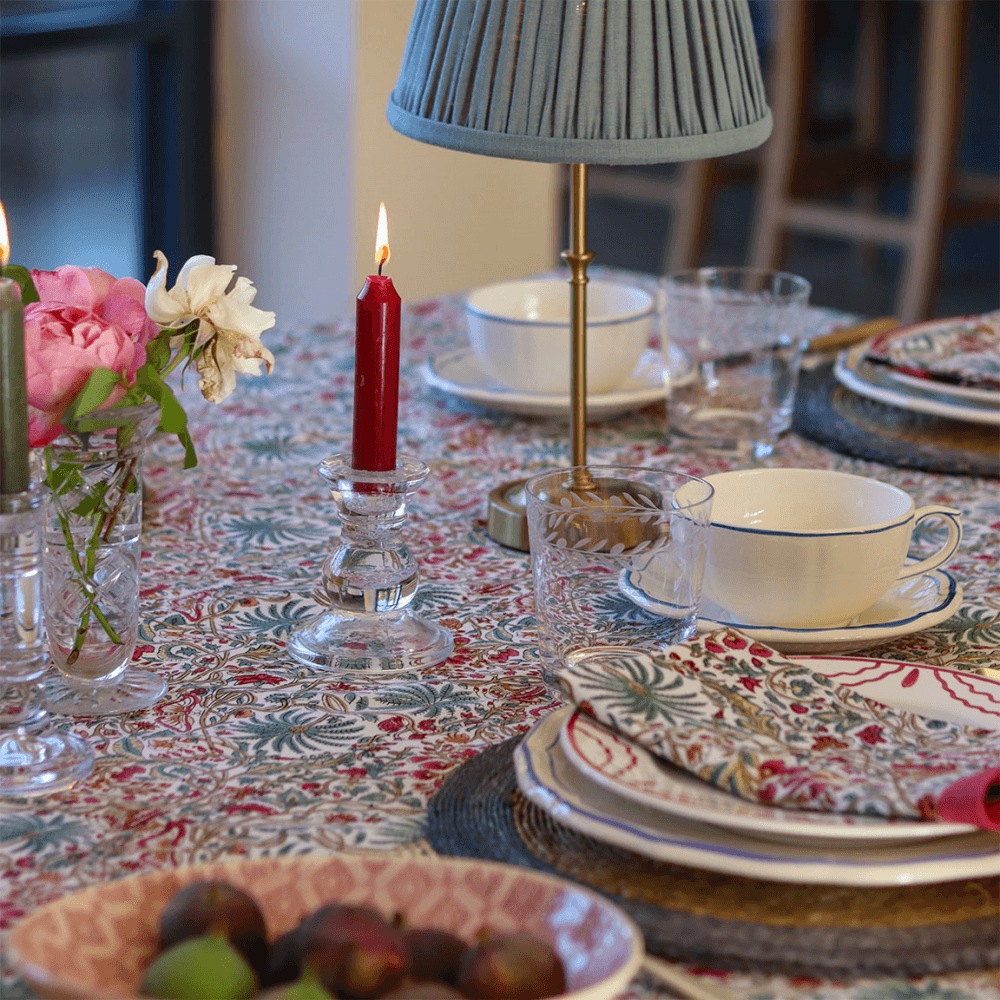 Indian Garden Napkins, Teal and Pink