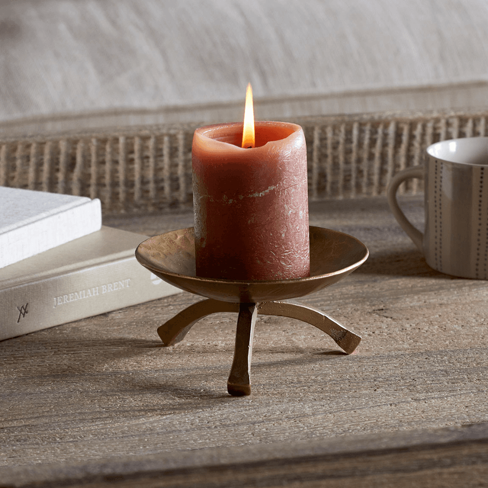 Kalika Candle Holder, Antique Brass