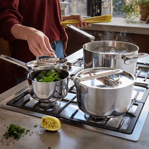 Image showing the Space 3 Piece Saucepan Set, Stainless Steel product.