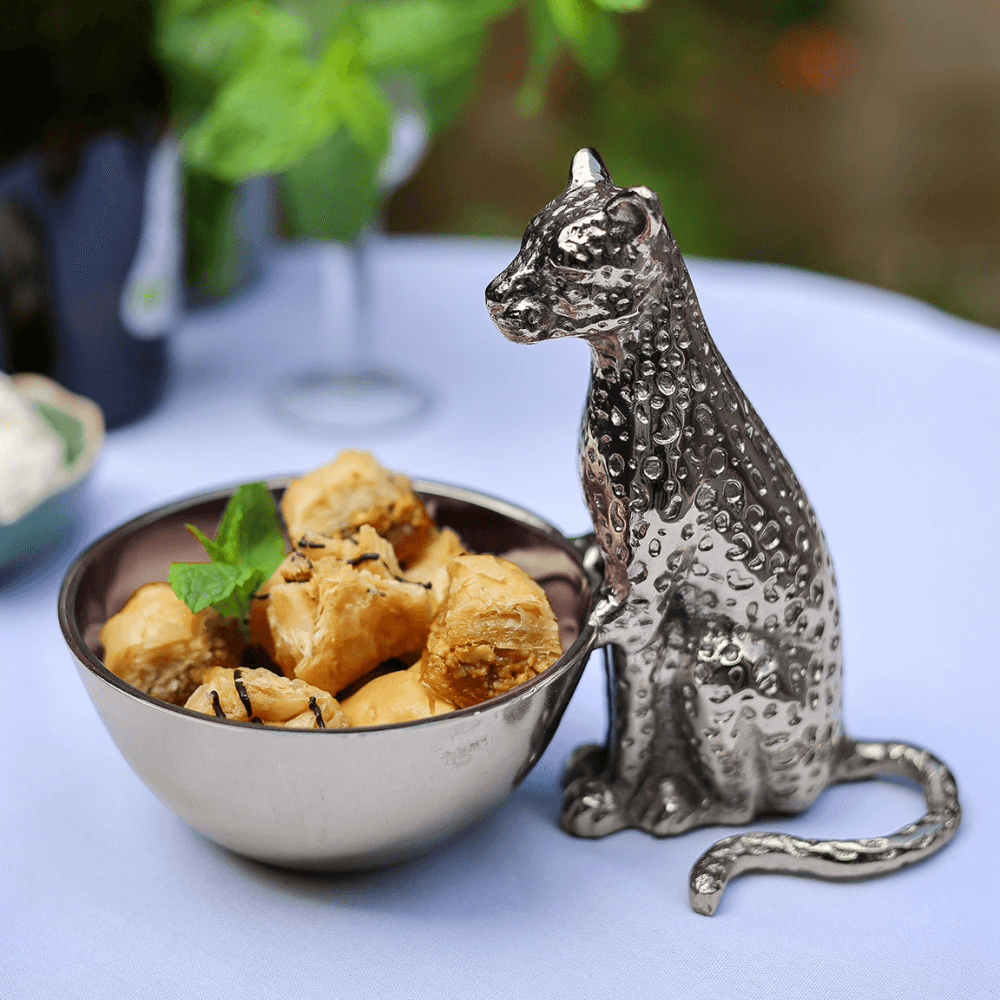 Leopard Nibbles Bowl, Silver