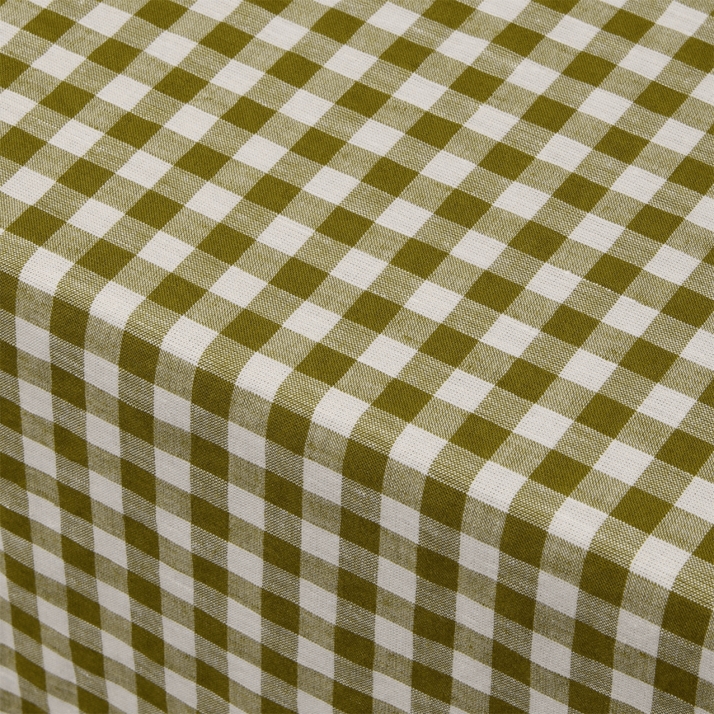 Gingham Linen Blend Tablecloth, Botanical Green