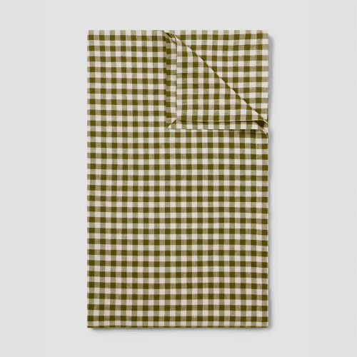 Image showing the Gingham Linen Blend Tablecloth, Botanical Green product.