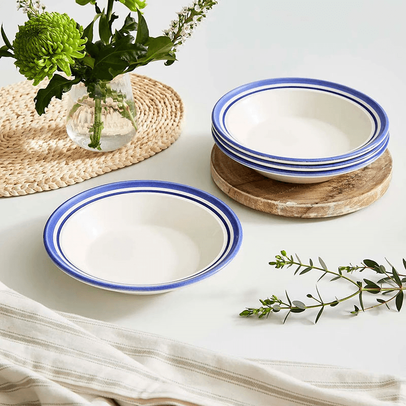 Potter's Stripe Set of 4 Soup Plates, Blue