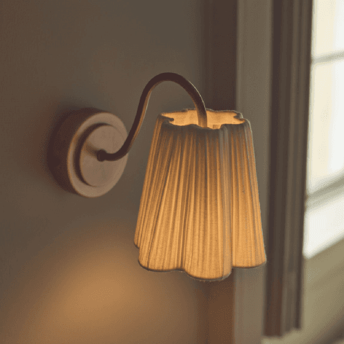 Image showing the Cecile Gathered Linen Wall Light, 19 x 24cm, Natural product.