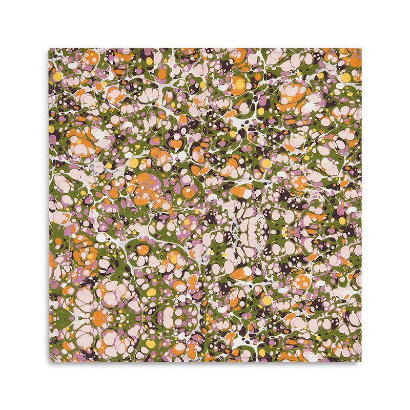 S&B Marble Napkin, Green, Rose Pink & Orange
