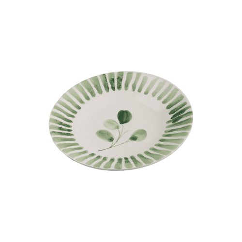 Image showing the Flora Stripe Side Plate, Green product.