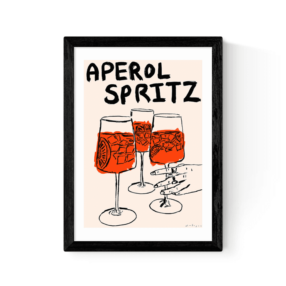 Nia Beynon Aperol Spritz Print, Black