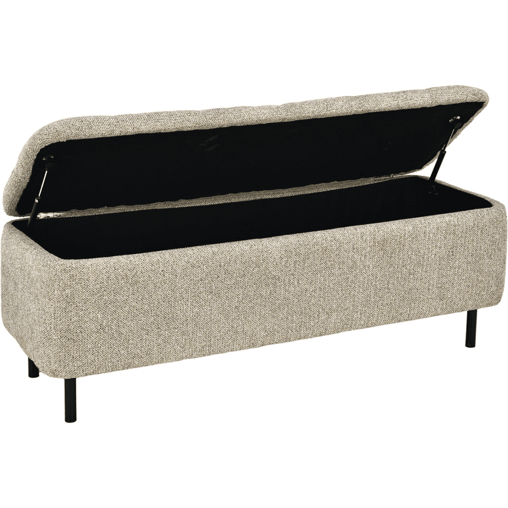 Else Textured Buttoned Storage Ottoman, Mocha Marl Chenille