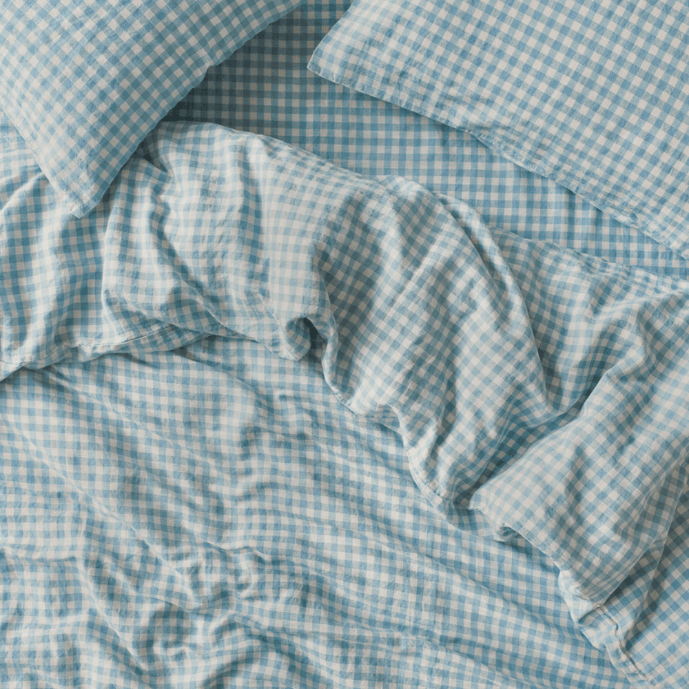 Gingham Linen Blend Duvet Cover