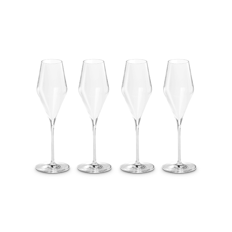 Set of 4 Champagne Flutes, Clear