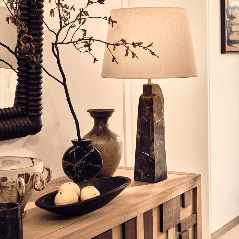 Darcy Marble Table Lamp, Silver