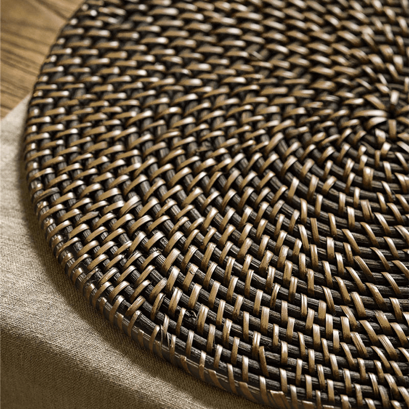 Wittering Rattan Set of 4 Round Placemats, Antique Brown