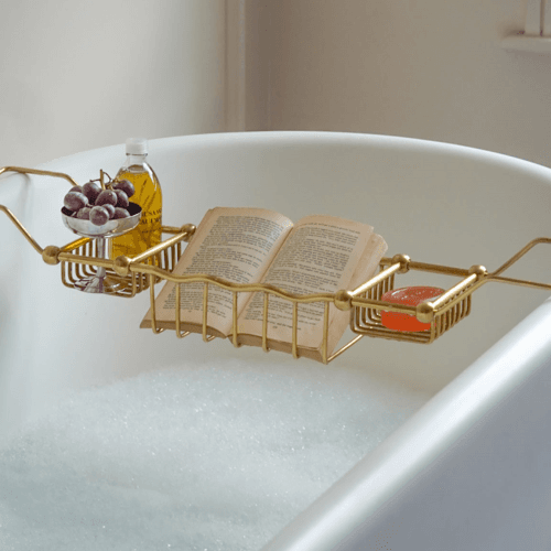 Image showing the Wave Bath Caddy, Brass product.