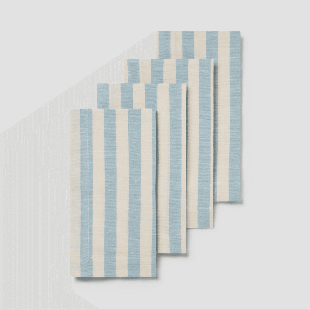 Pembroke Stripe Set of 4 Napkins, Coastal Blue