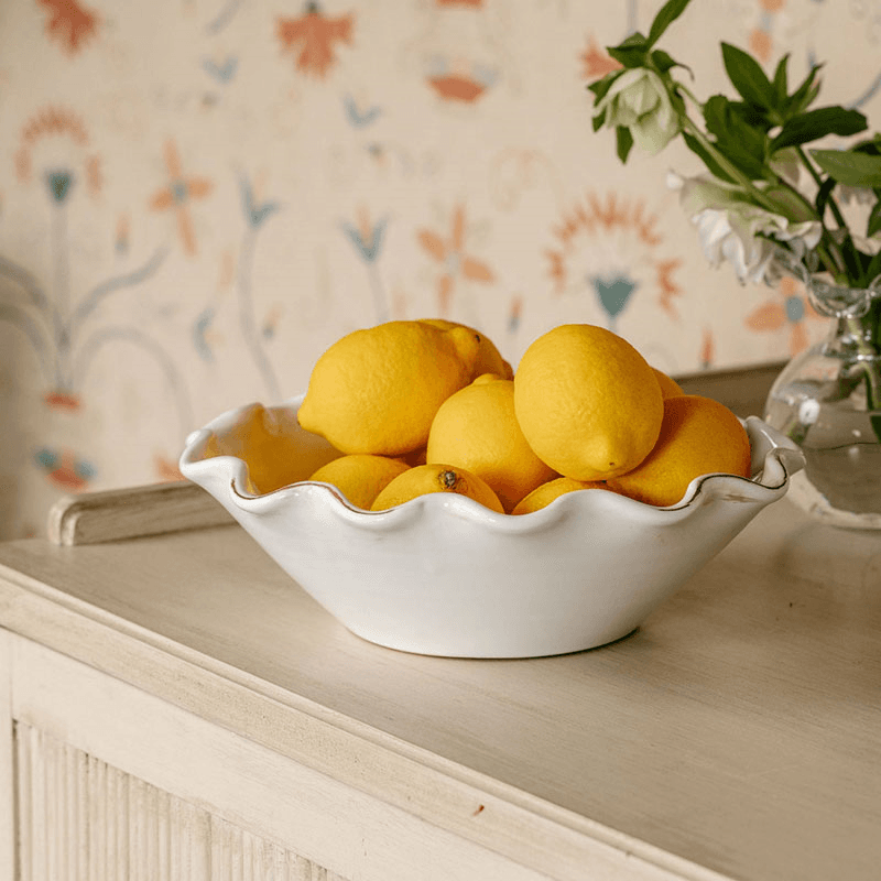 Ruffle Ceramic Bowl, White