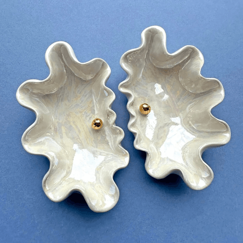 Image showing the Clam Shell Pair of Pinch Pots, Mother of Pearl product.