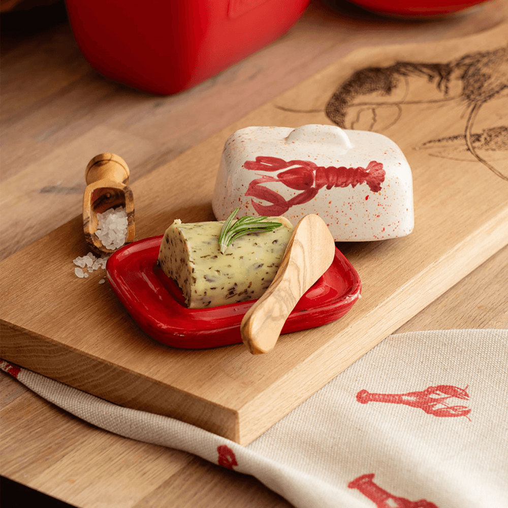Lobster Butter Dish, Red