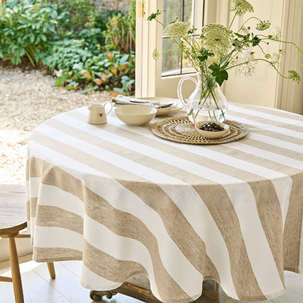 Witham Stripe Tablecloth, Sand