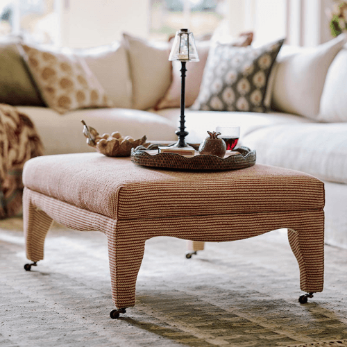 Image showing the Montalto Upholstered Ottoman, Dirty Orange product.