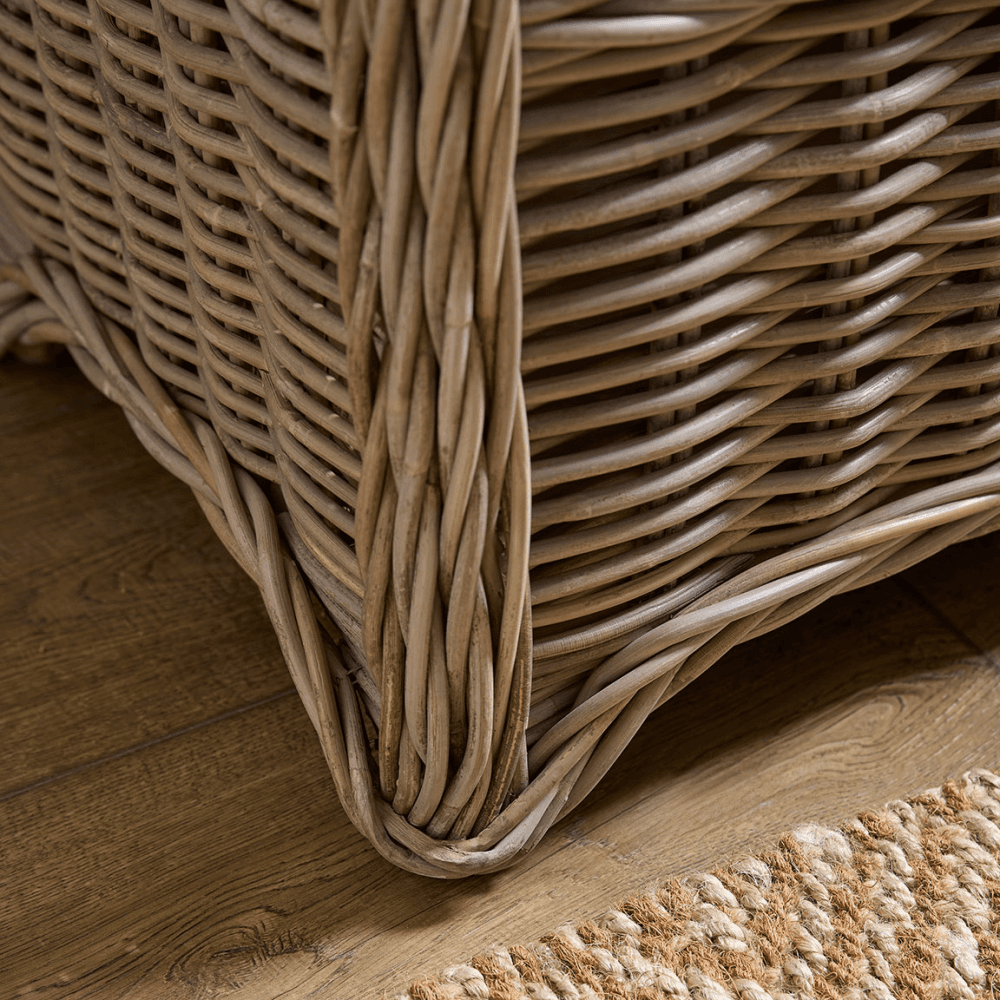 Rattan Round Storage Bench, Brown