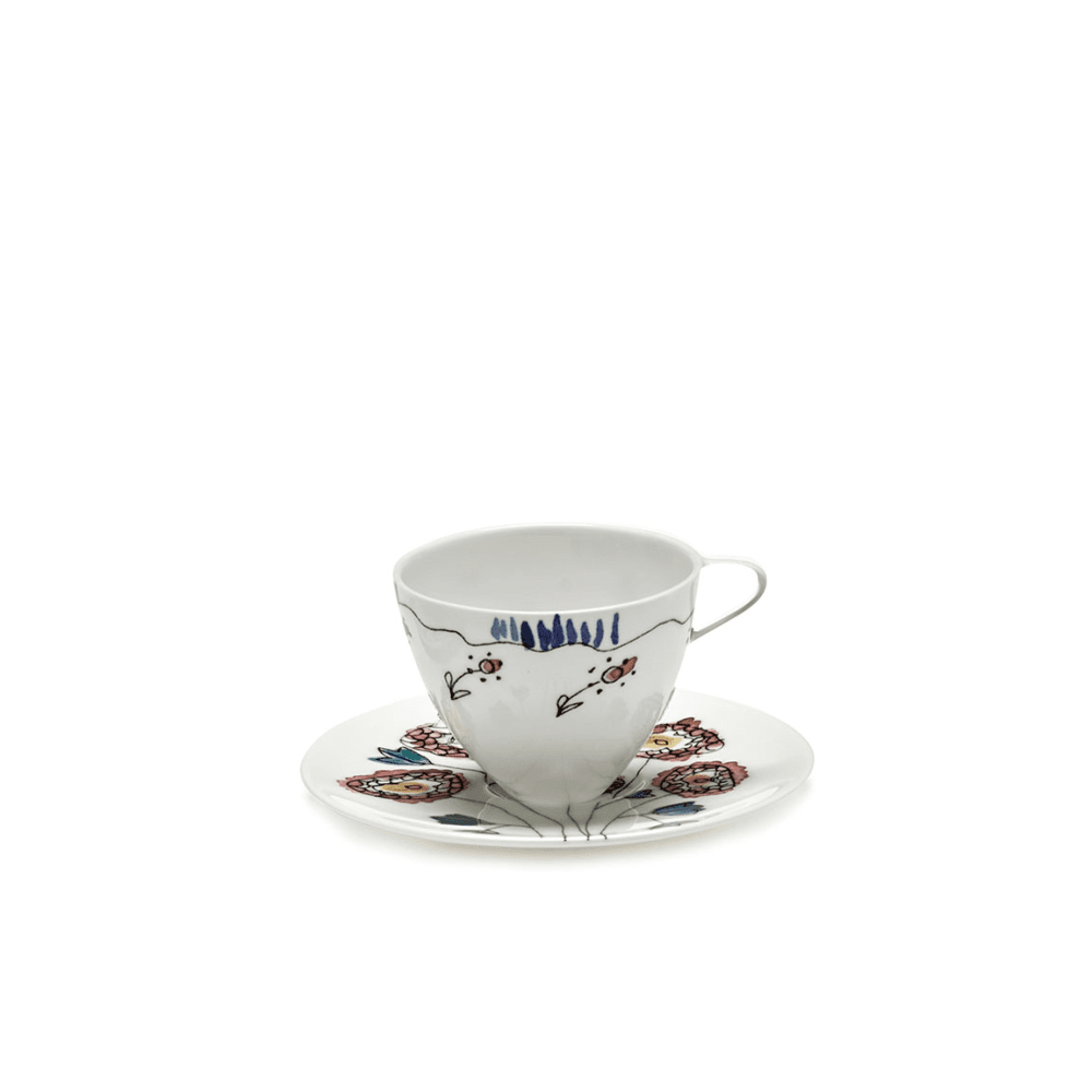 Midnight Flowers by Marni Set of 2 Coffee Cups & Saucers, Anemone Milk