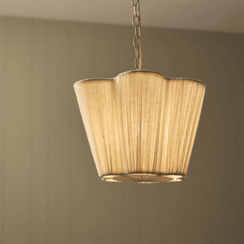 Image showing the Cecile Gathered Linen Pendant, Natural product.