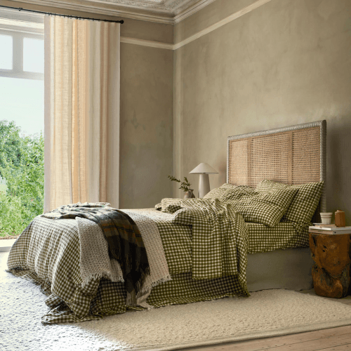 Image showing the Gingham Linen Blend Duvet Cover product.