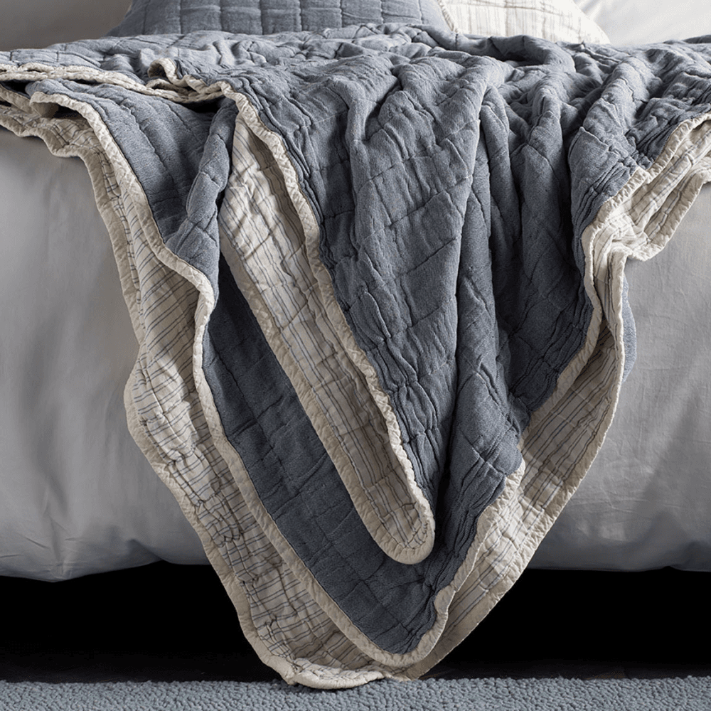 Vivienne Quilted Throw, French Blue