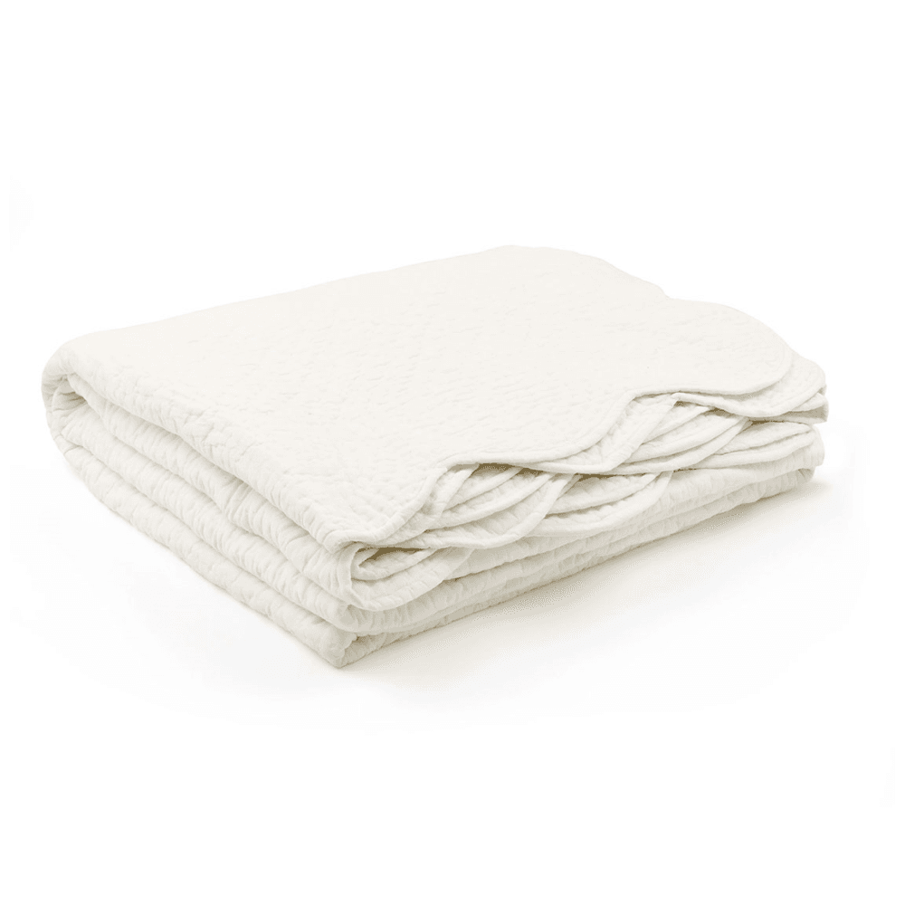 Nina Scalloped Bedspread, White