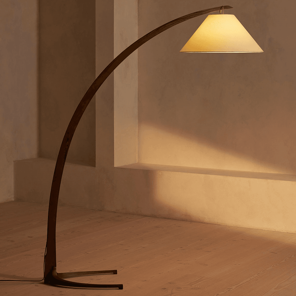 Spencer Arc Floor Lamp, Oak