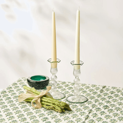 Image showing the Rimmed Pompom Set of 2 Candlesticks product.